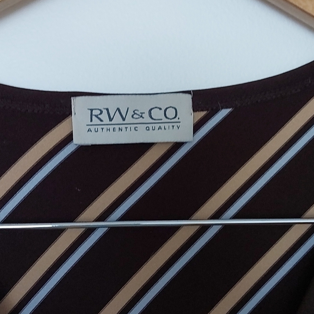 RW&CO 90s/Y2K Midi Bodycon Dress Vneck with Diagonal Stripes, Side Slits. - Picture 4 of 6